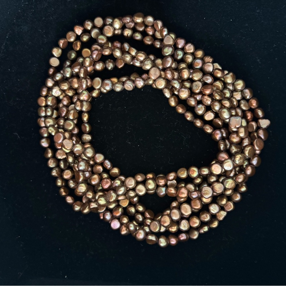 Lustrous Multi-Strand Brown Pearl Necklace
